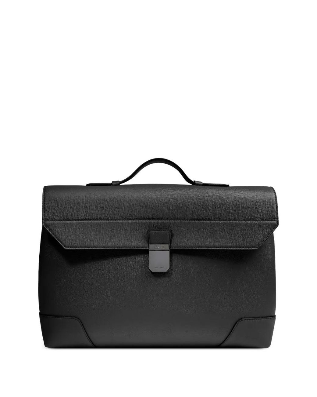 Lancel Black Charlie Flap Textured Briefcase for men