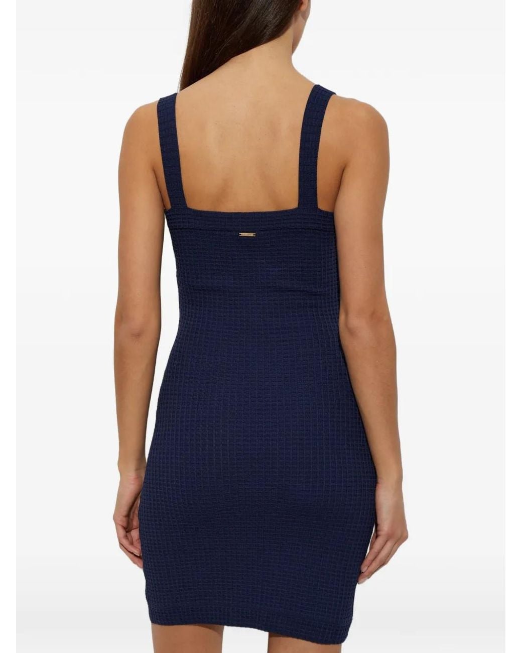 Melissa Odabash Blue Finola Waffle-Knit Mini Dress