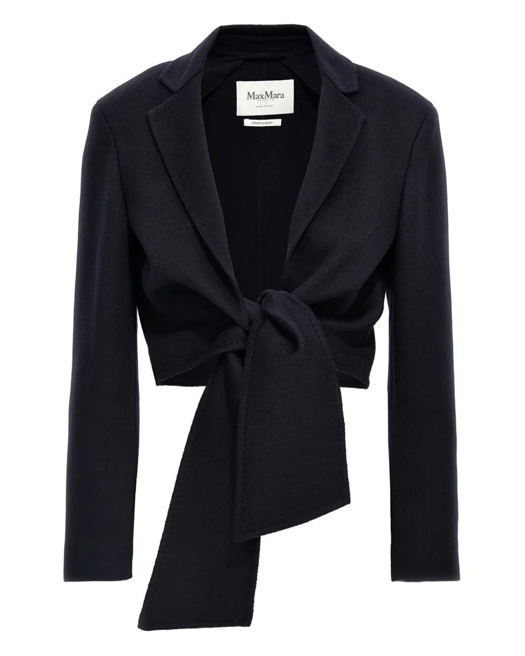 Max Mara Blue Tie-Front Notched-Lapel Jacket