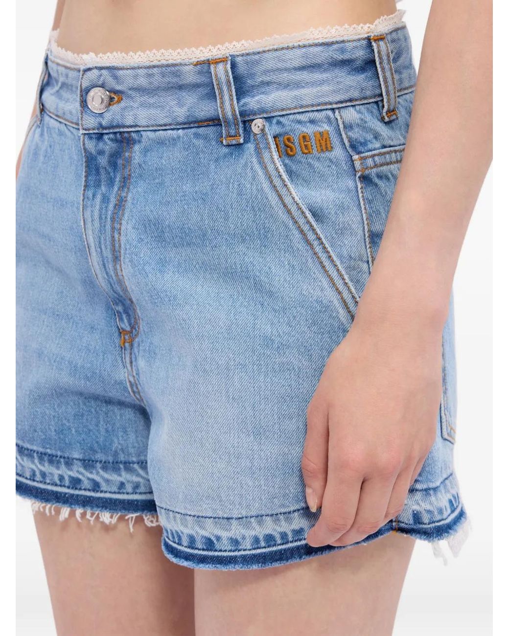 Pantalones Cortos Deshilachados MSGM de color Blue