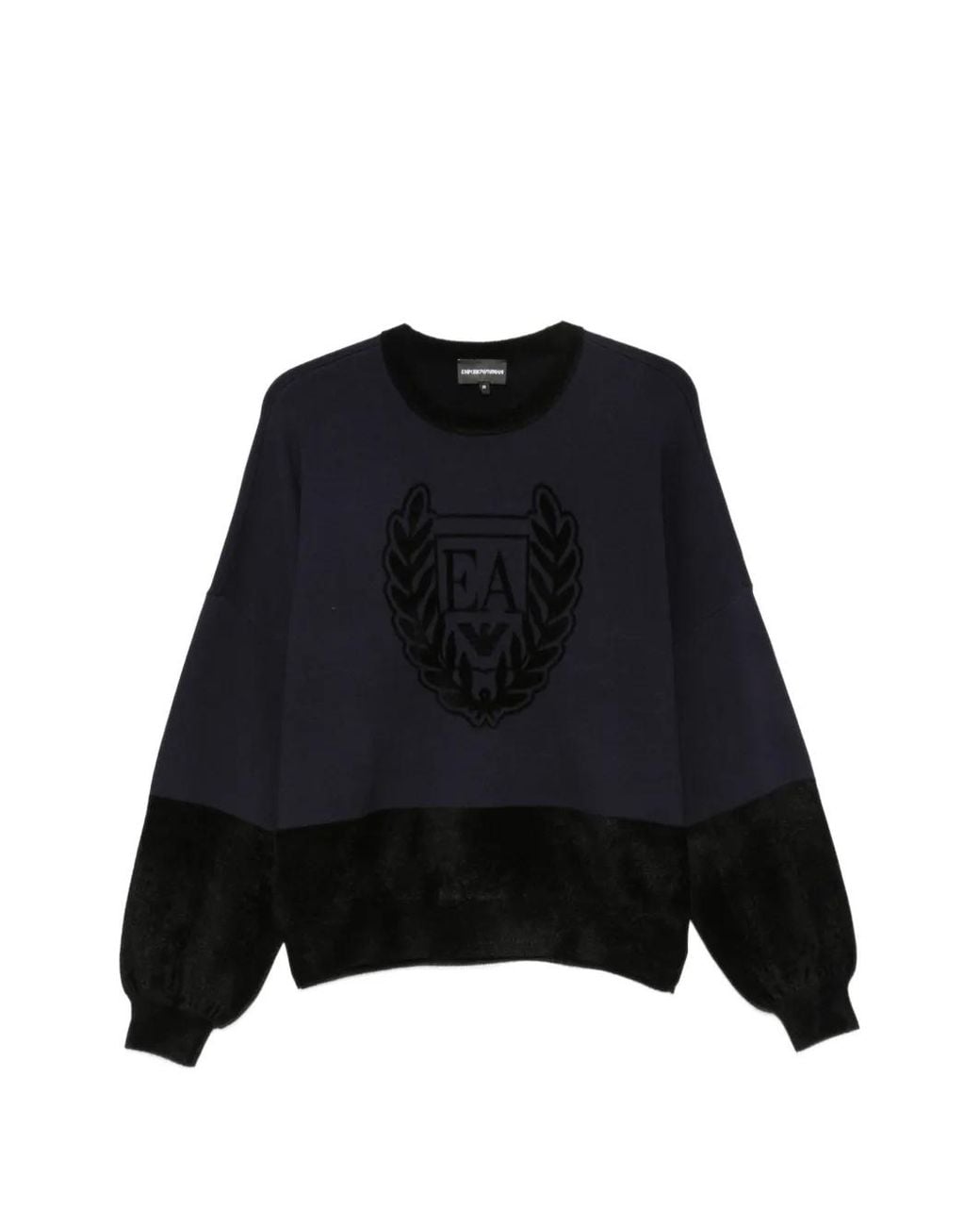 Emporio Armani Black Logo-Embroidered Panelled Sweater