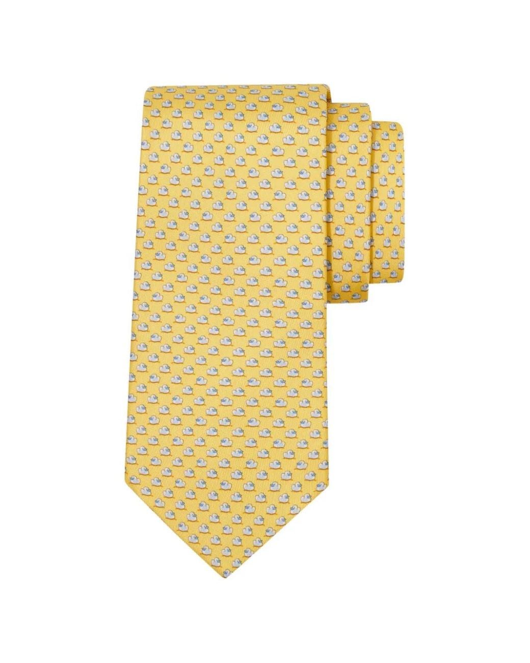 Ferragamo Yellow Duckies Print Silk Tie for men