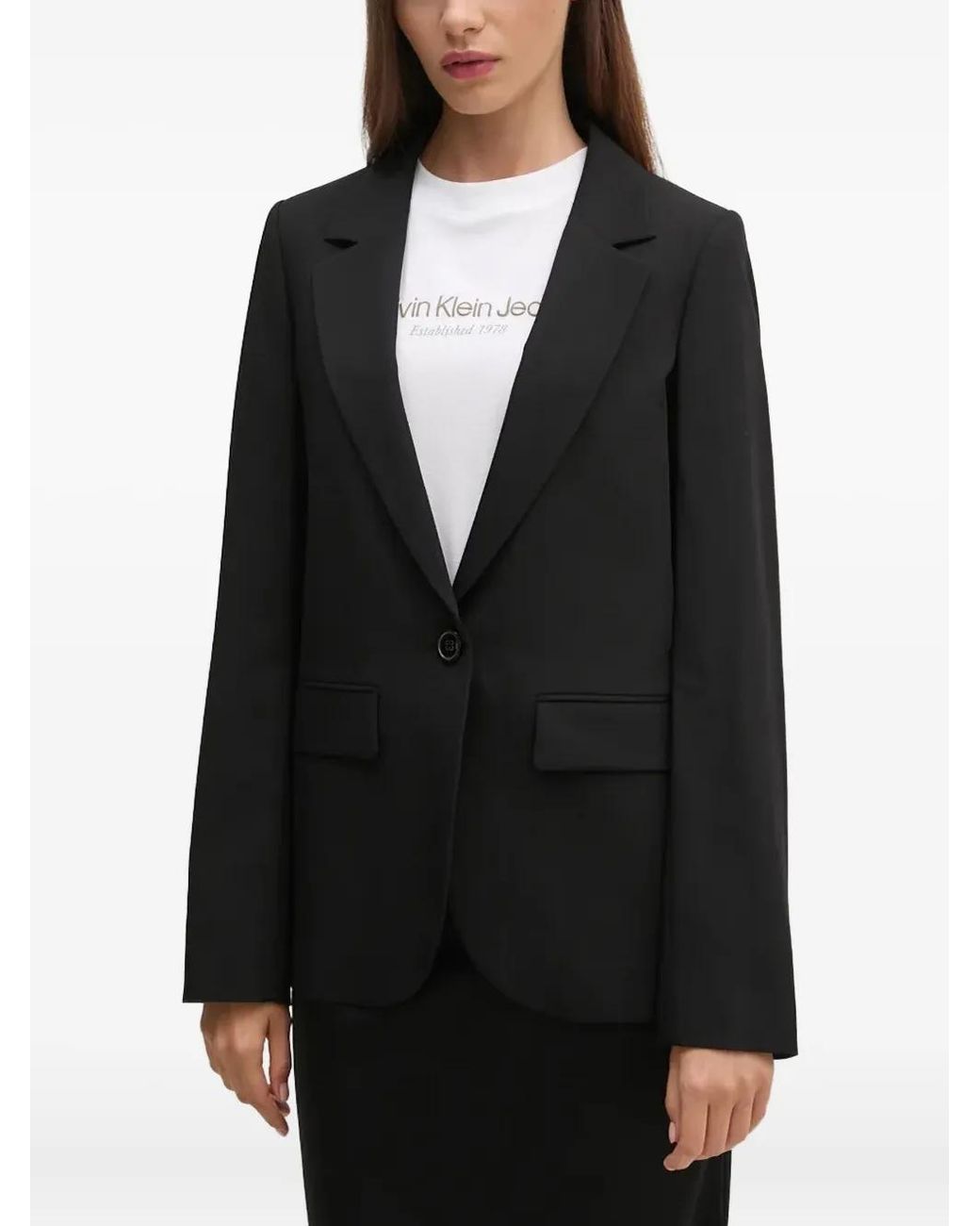 Benetton Black Button-Fastening Blazer