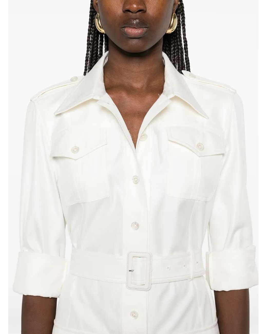 Tom Ford White Belted Shirt Mini Dress