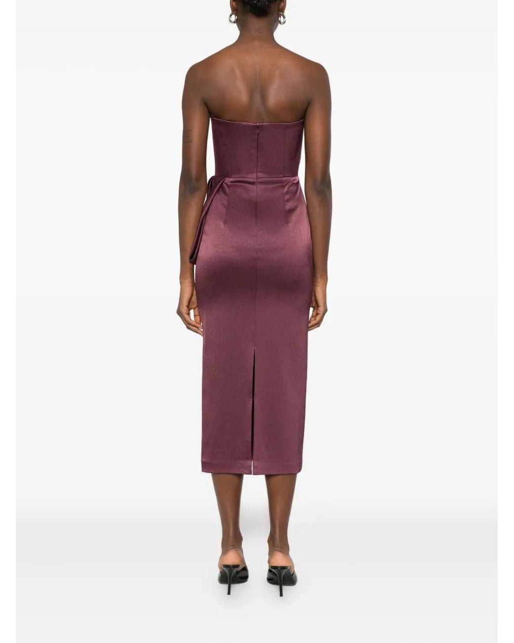 Alex Perry Purple Bow Strapless Midi Dress