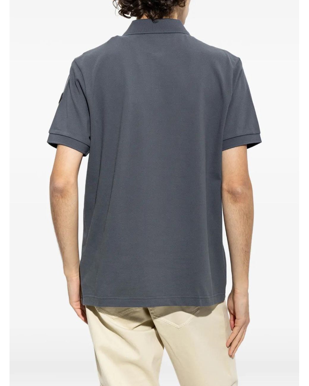 Moncler Blue Logo-Print Polo Shirt for men