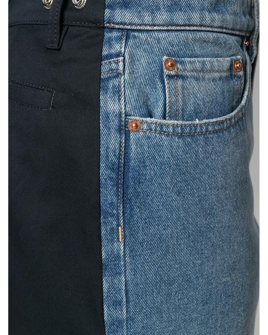 Valentino Garavani Blue Dual Material Denim Trousers for men