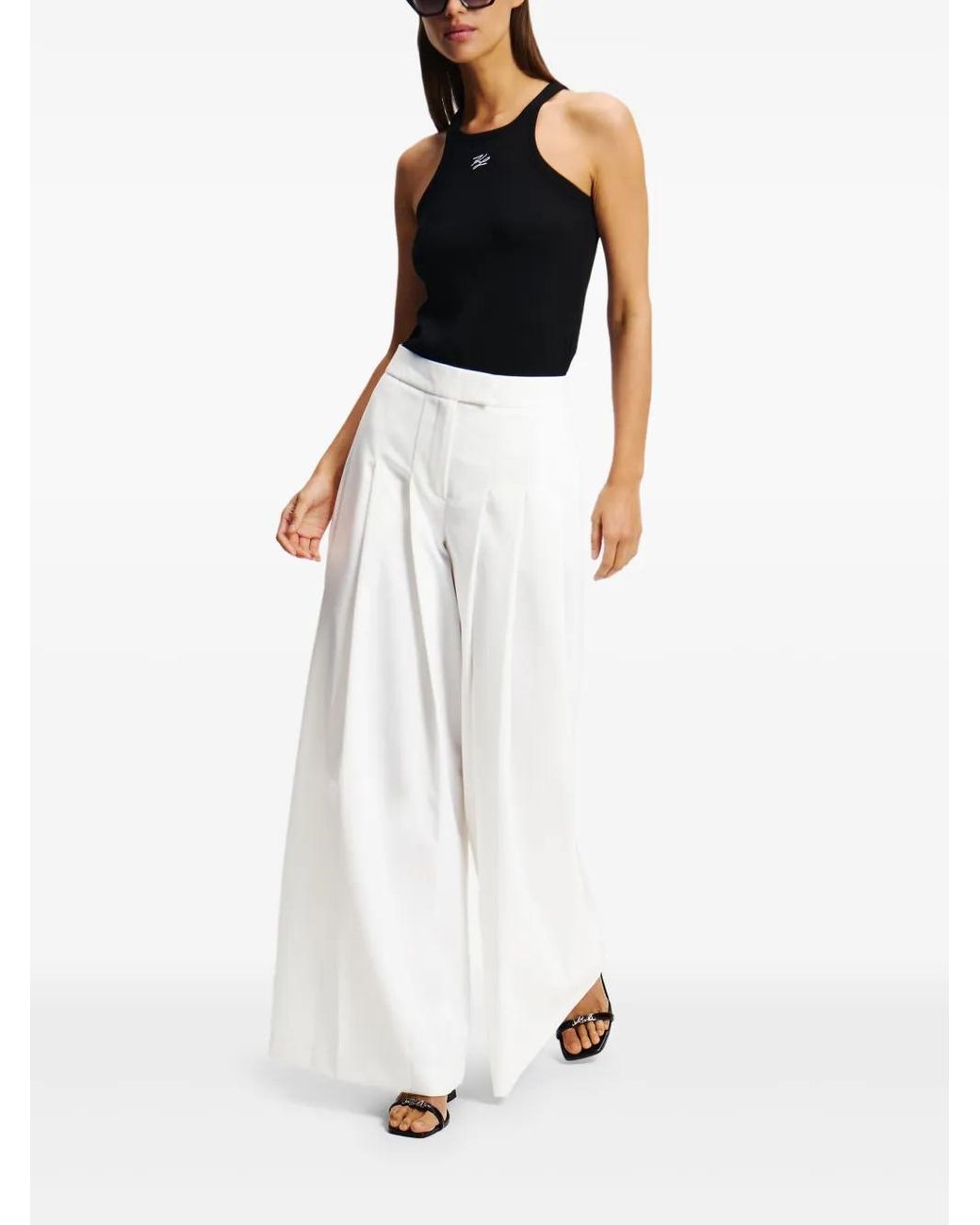 Karl Lagerfeld White Pleated Trousers