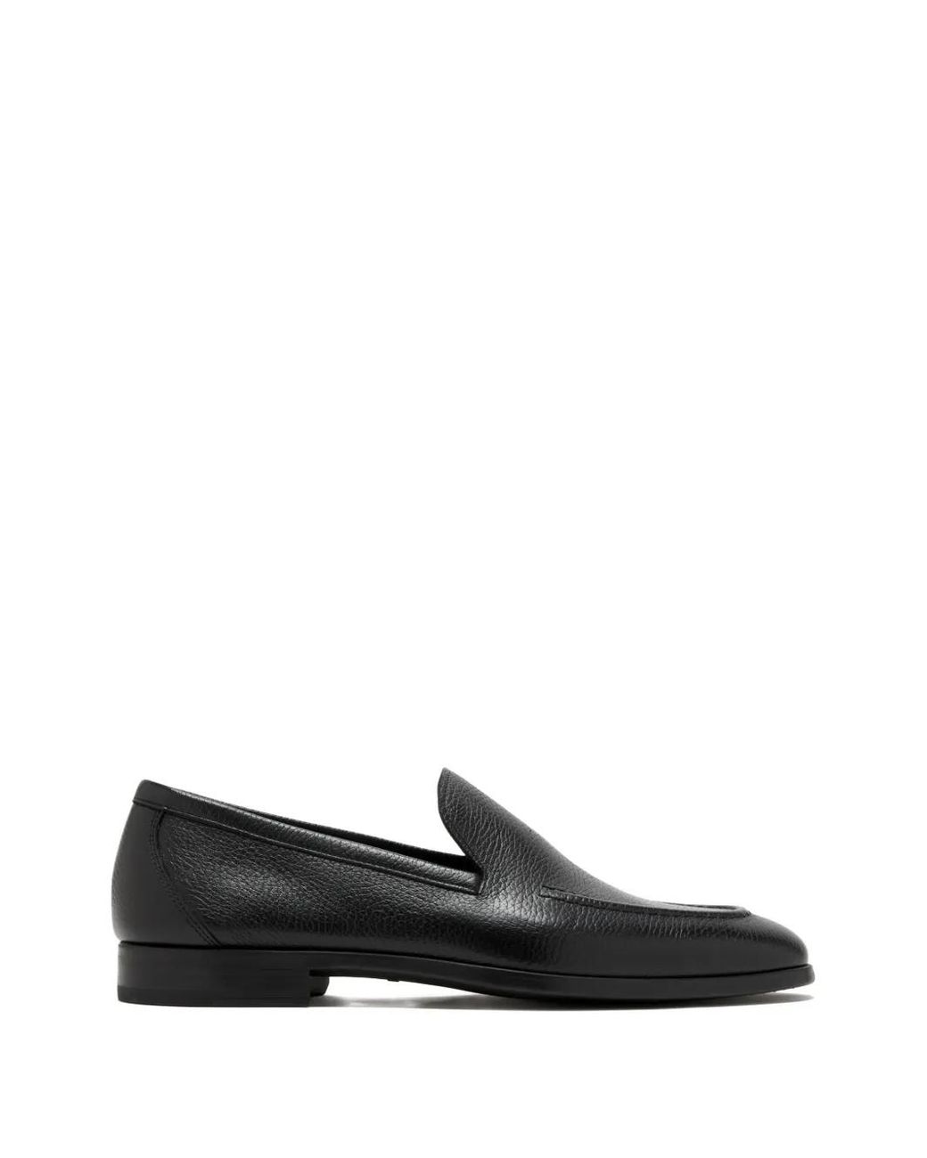 Magnanni Shoes Black Pebbled-Leather Loafers for men