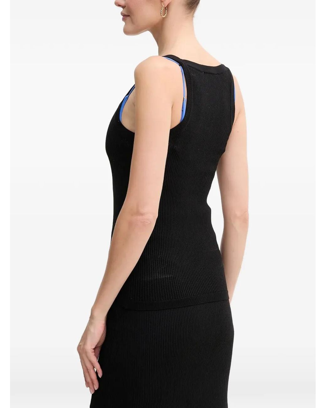 DKNY Black Ribbed Tank Top