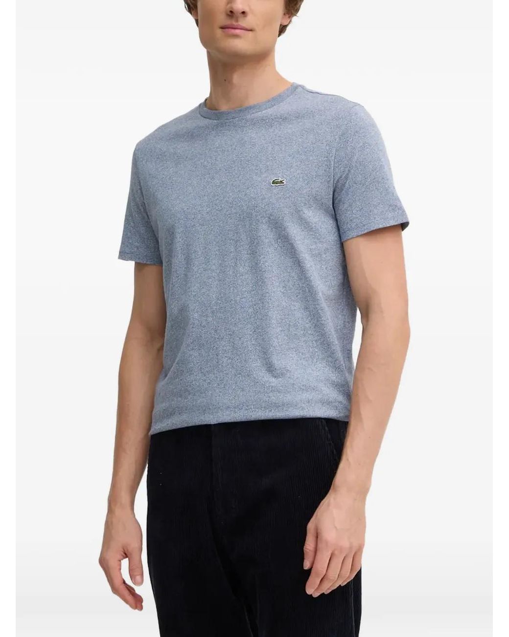 Lacoste Blue Logo-Patch Marl T-Shirt for men