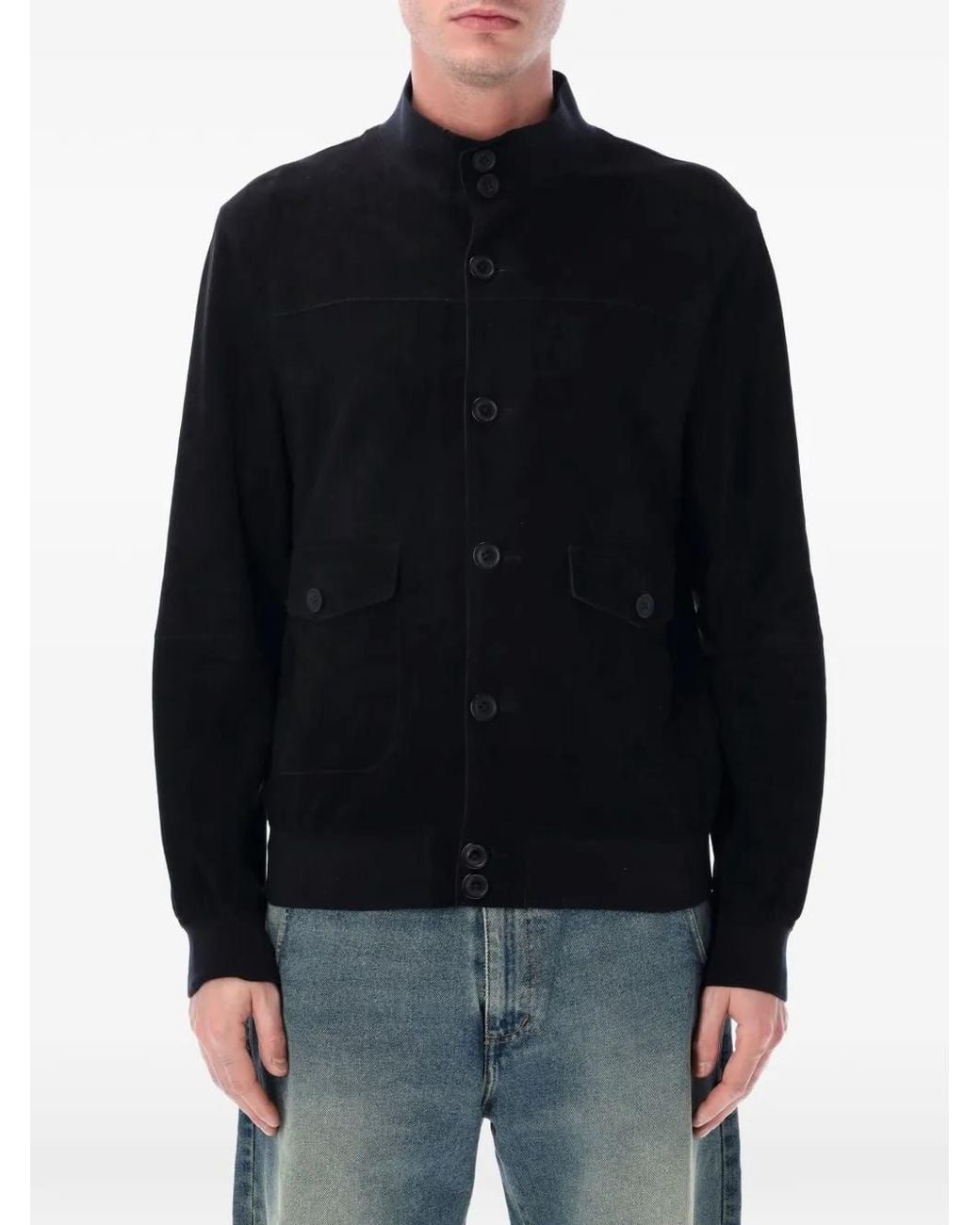 SWD by S.w.o.r.d. Black Suede Button-Up Jacket for men
