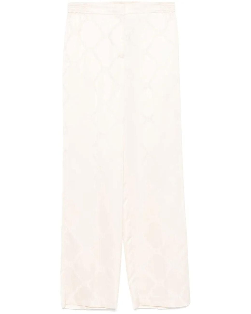 Twinset White Oval T-Jacquard Trousers