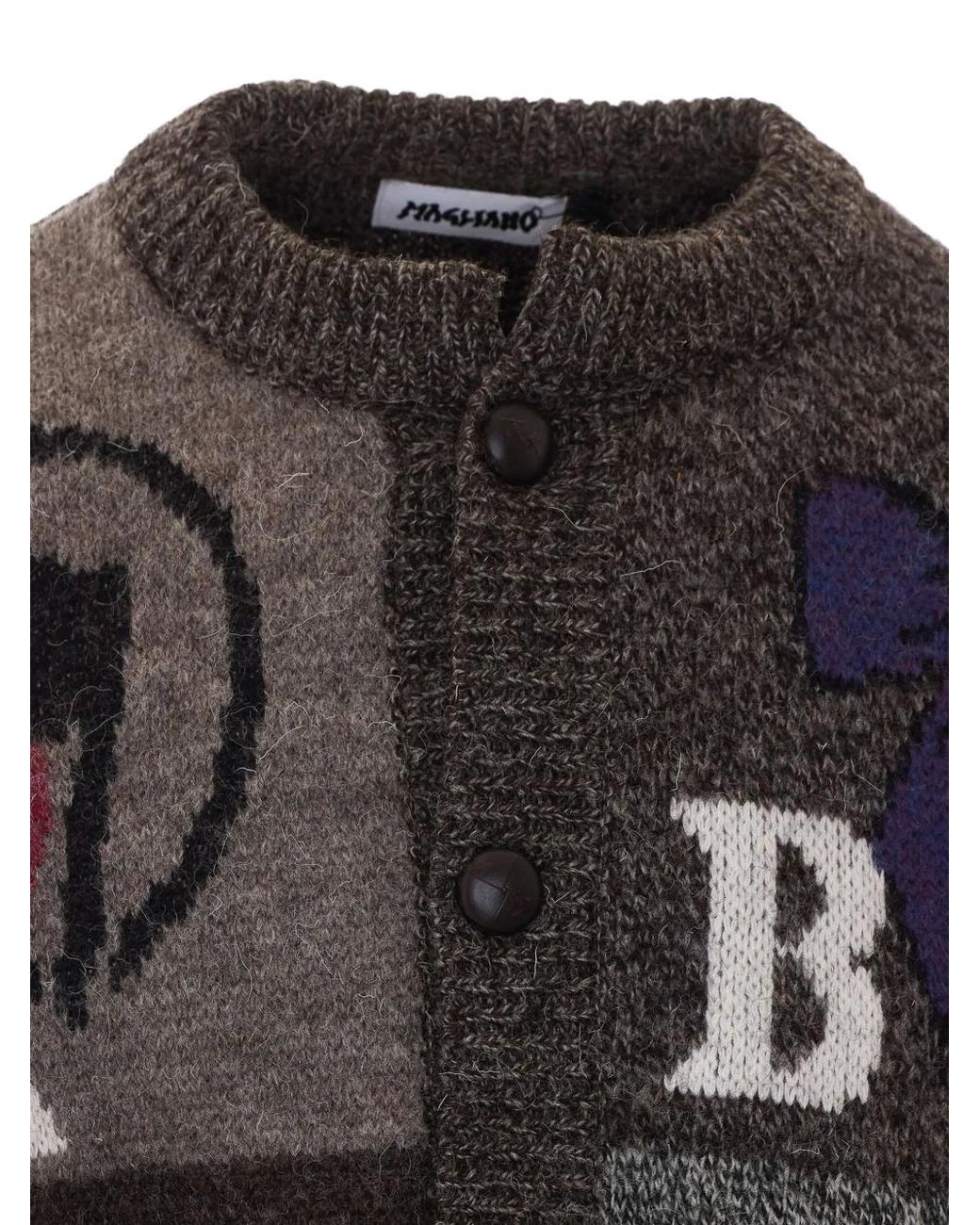 Magliano Black Cardigan Abcd En Maille Intarsia for men
