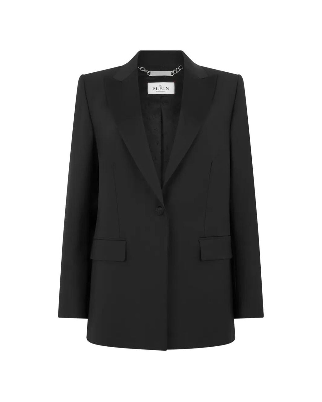 Philipp Plein Black Boyfriend's Fit Blazer Baroque Skull
