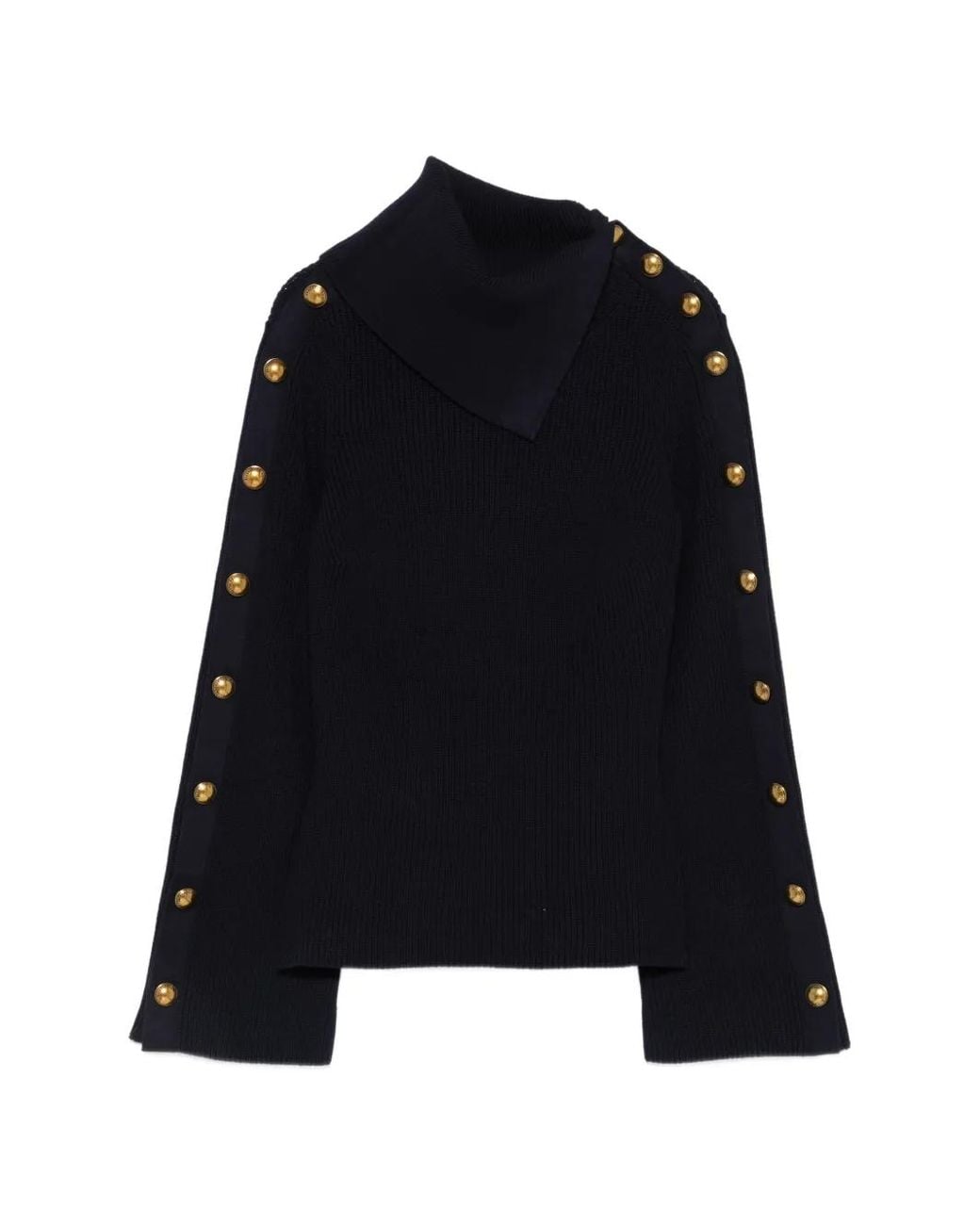 Elisabetta Franchi Black Knit Pullover With Jewel Buttons