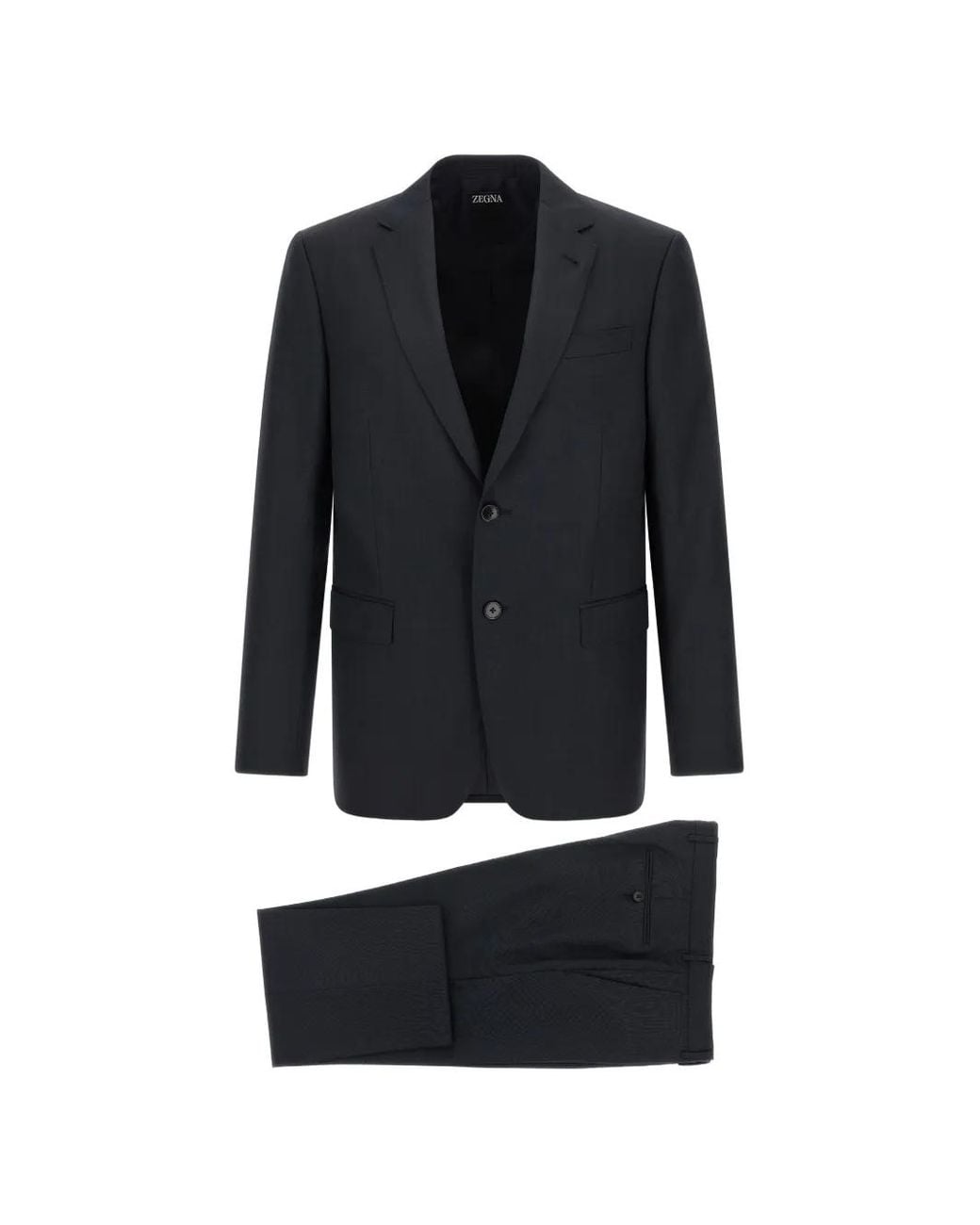 Zegna Blue Notched-Lapel Single-Breasted Suit for men