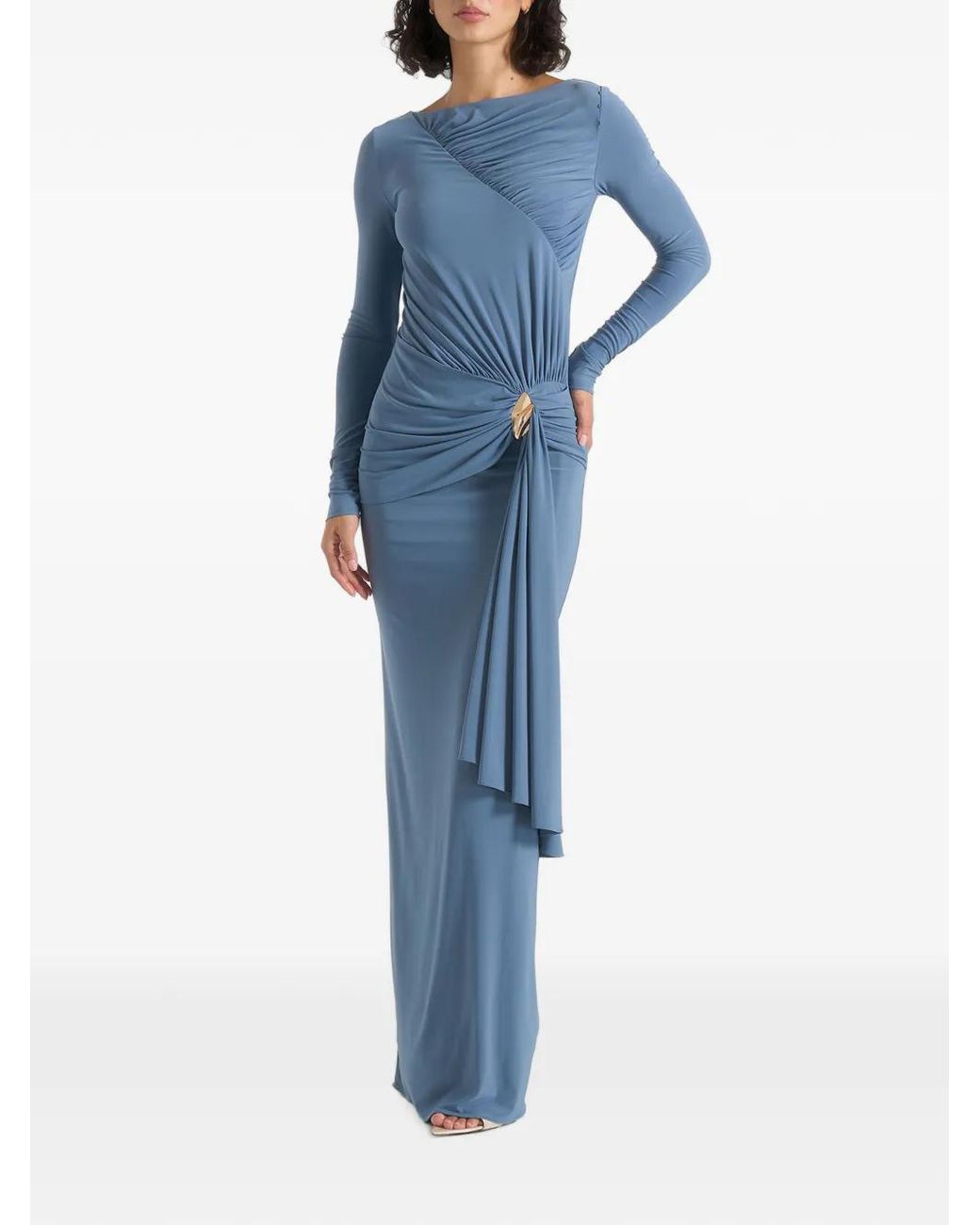 Manière De Voir Blue Edena Ssym Ruched-Draped Maxi Dress