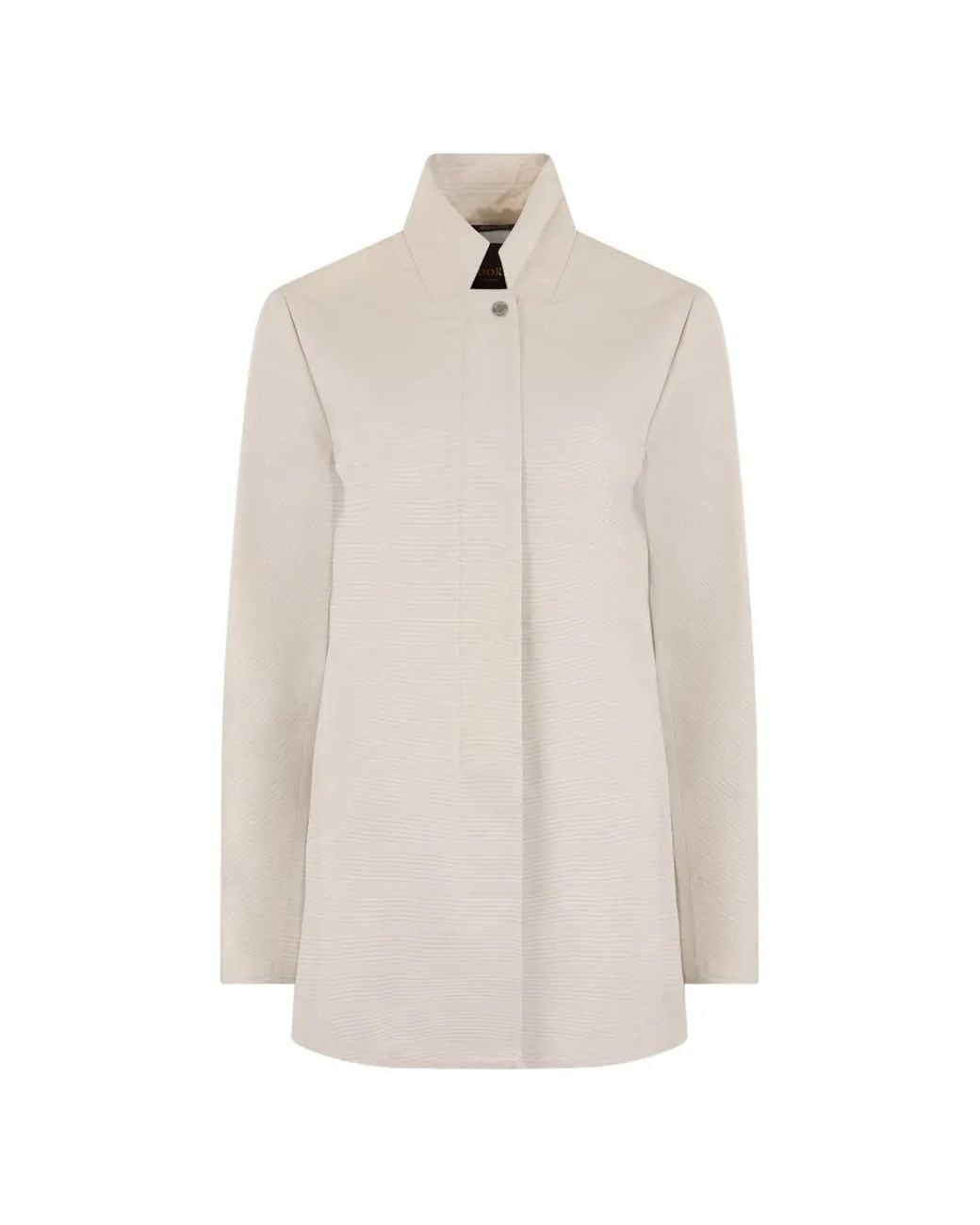 Moorer White Jones-Csc High-Neck Concealed-Fastening Coat