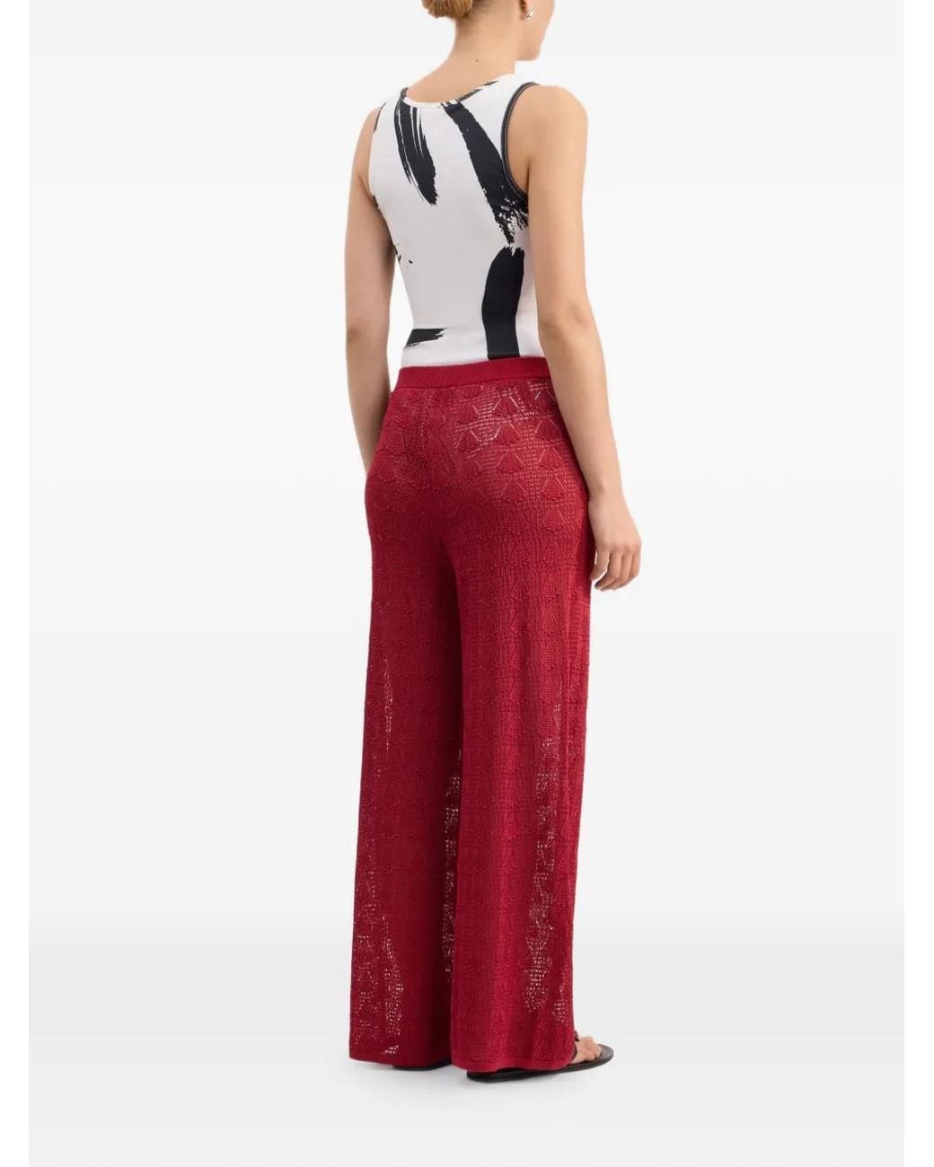 Loulou de Saison Red Egeo Seashell Pattern Elasticated Waist Beach Trousers