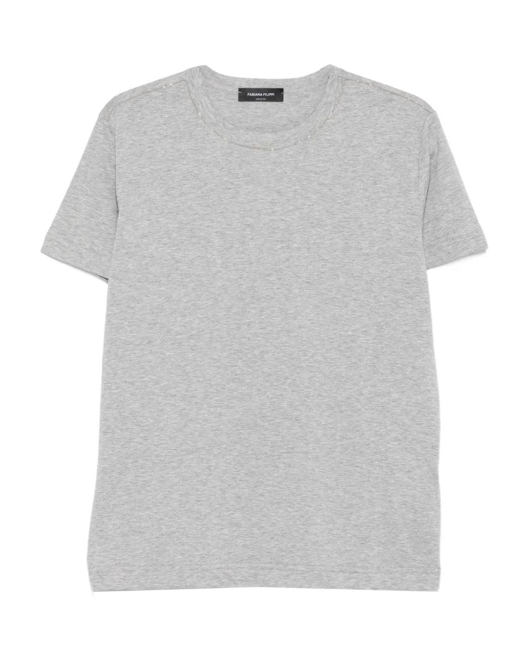 Fabiana Filippi Gray Crew-Neck T-Shirt