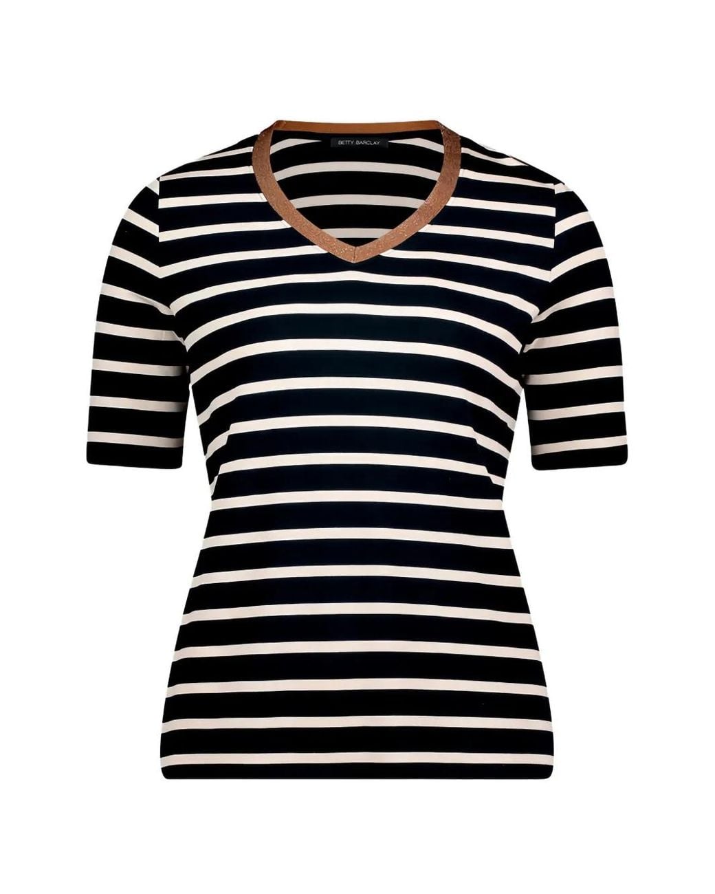 Betty Barclay Black Striped V-Neck T-Shirt