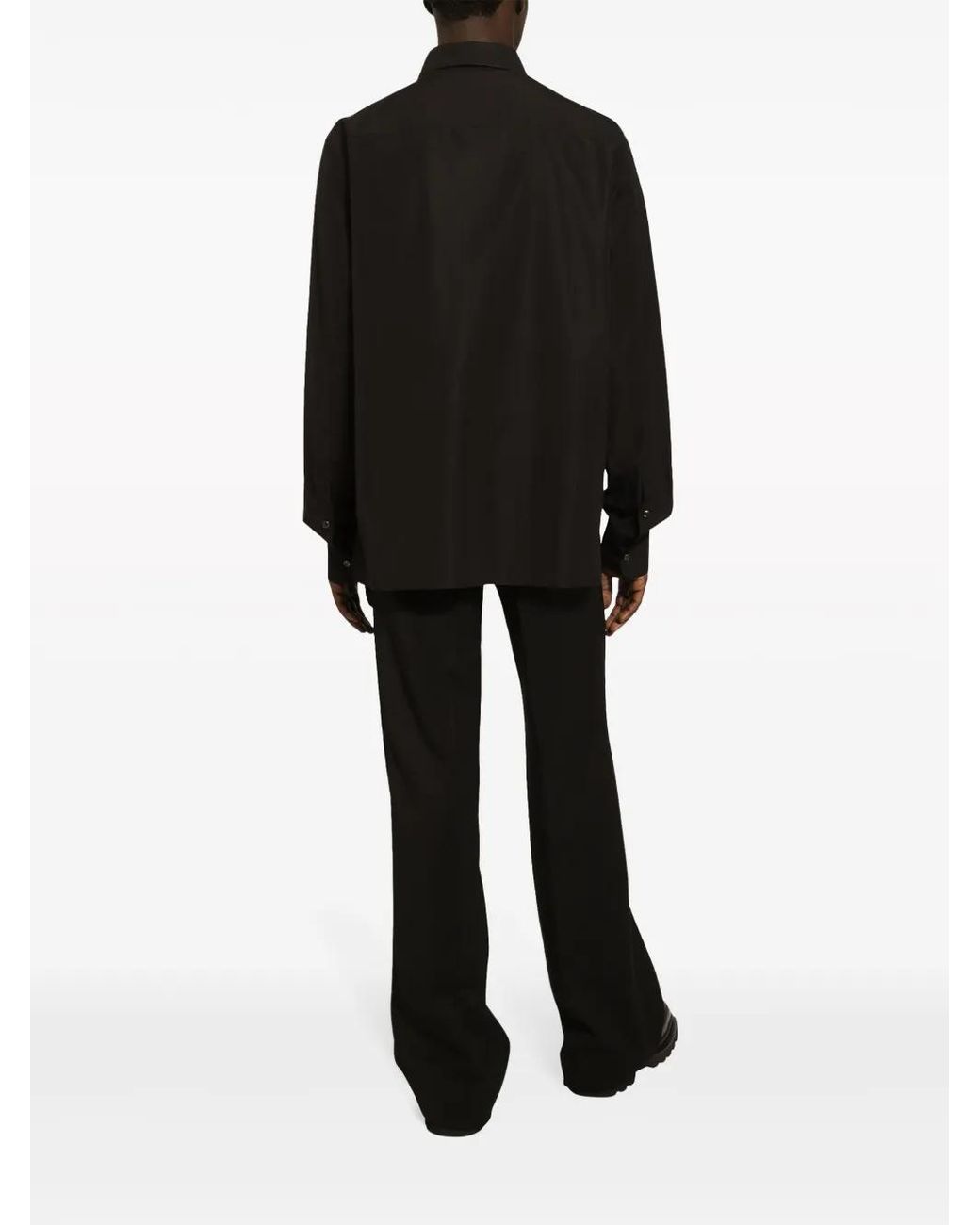 Dolce & Gabbana Black Logo-Patch Cotton Shirt for men