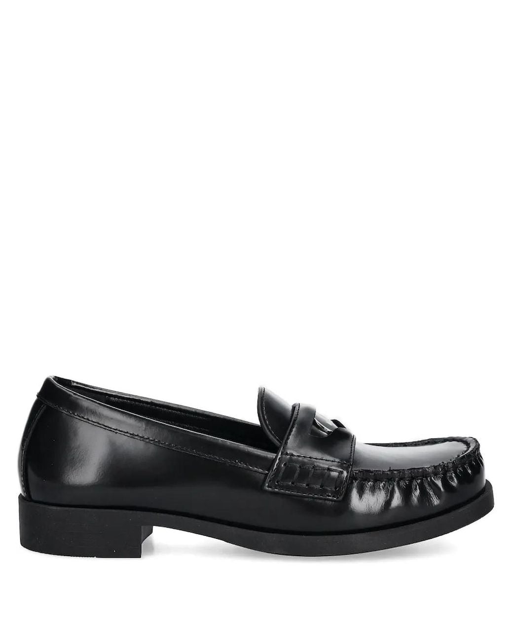 Love Moschino Black Leather Penny Loafers