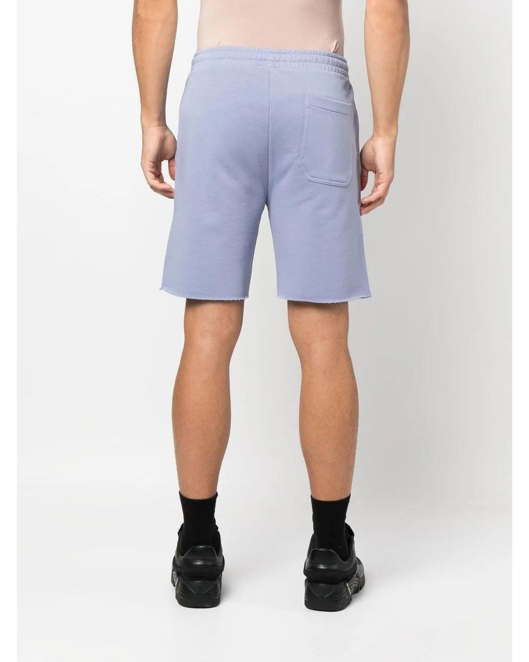 Helmut Lang Blue Embroidered-Logo Track Shorts for men