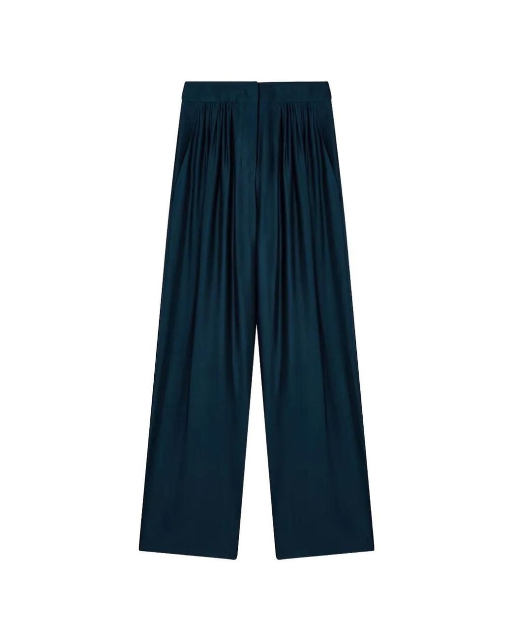 Giorgio Armani Blue Pleated Wide-Leg Trousers
