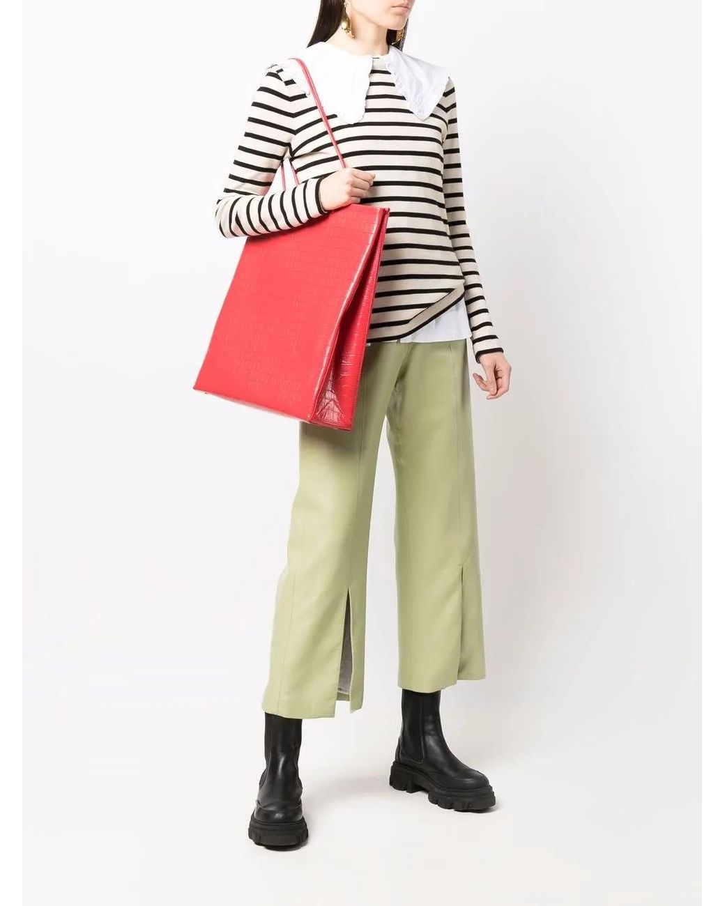 MEDEA Red Crocodile Effect Tote Bag