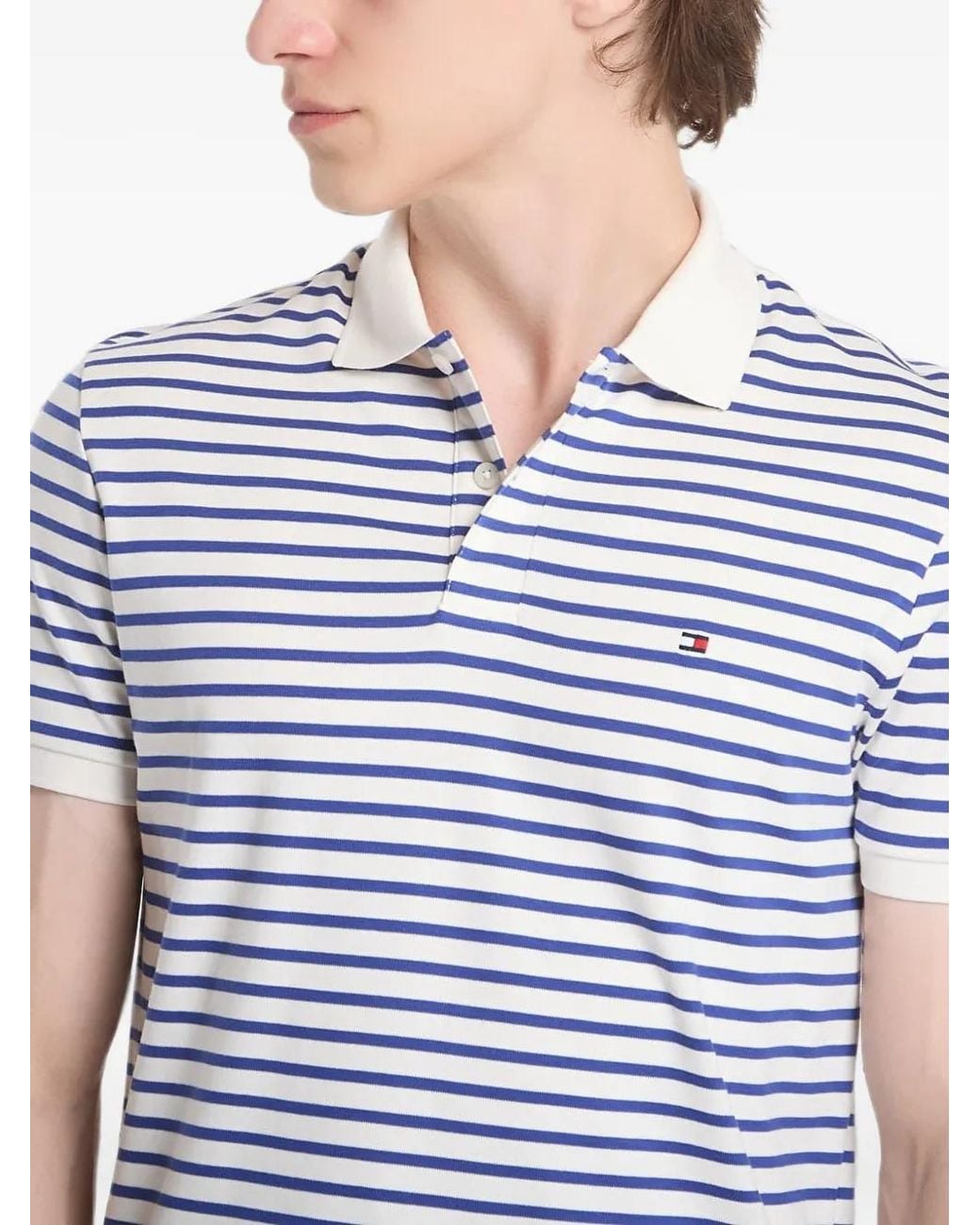 Tommy Hilfiger White Striped-Knit Polo Shirt for men