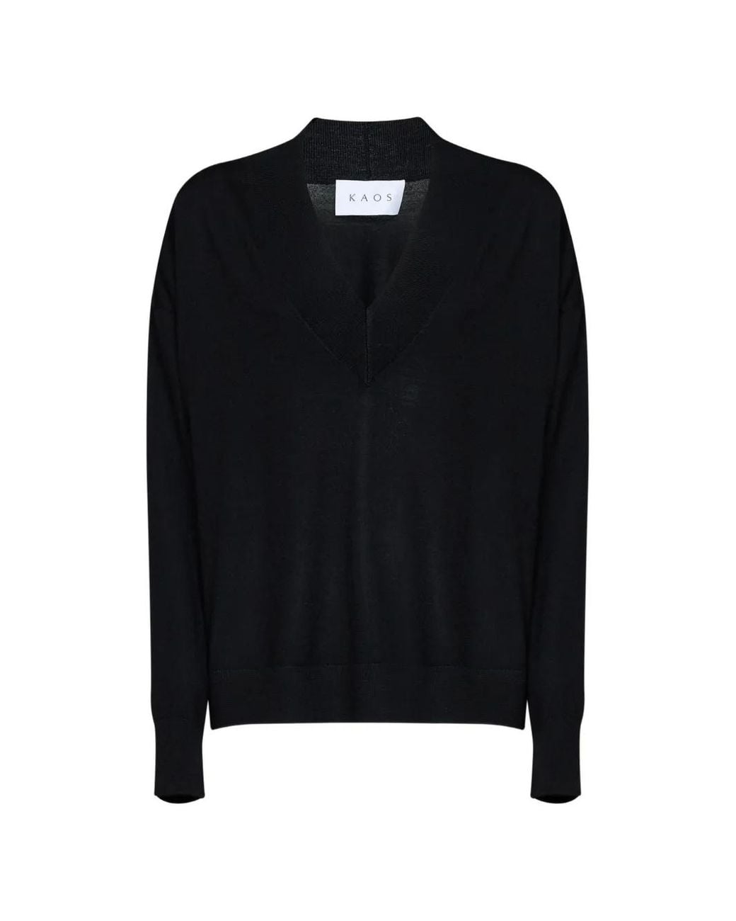 Kaos Black V-Neck Drop-Shoulder Sweater