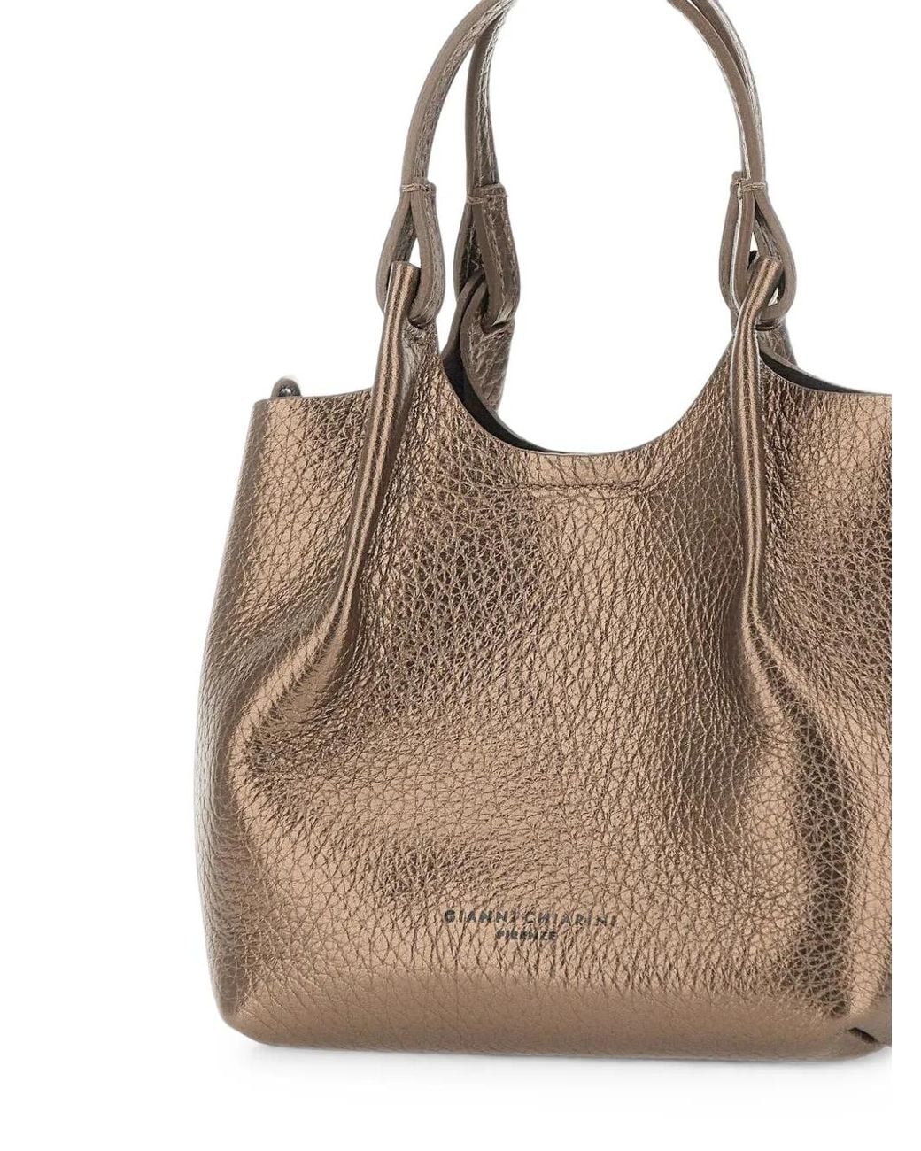 Gianni Chiarini Brown Dua Metallic Leather Tote Bag
