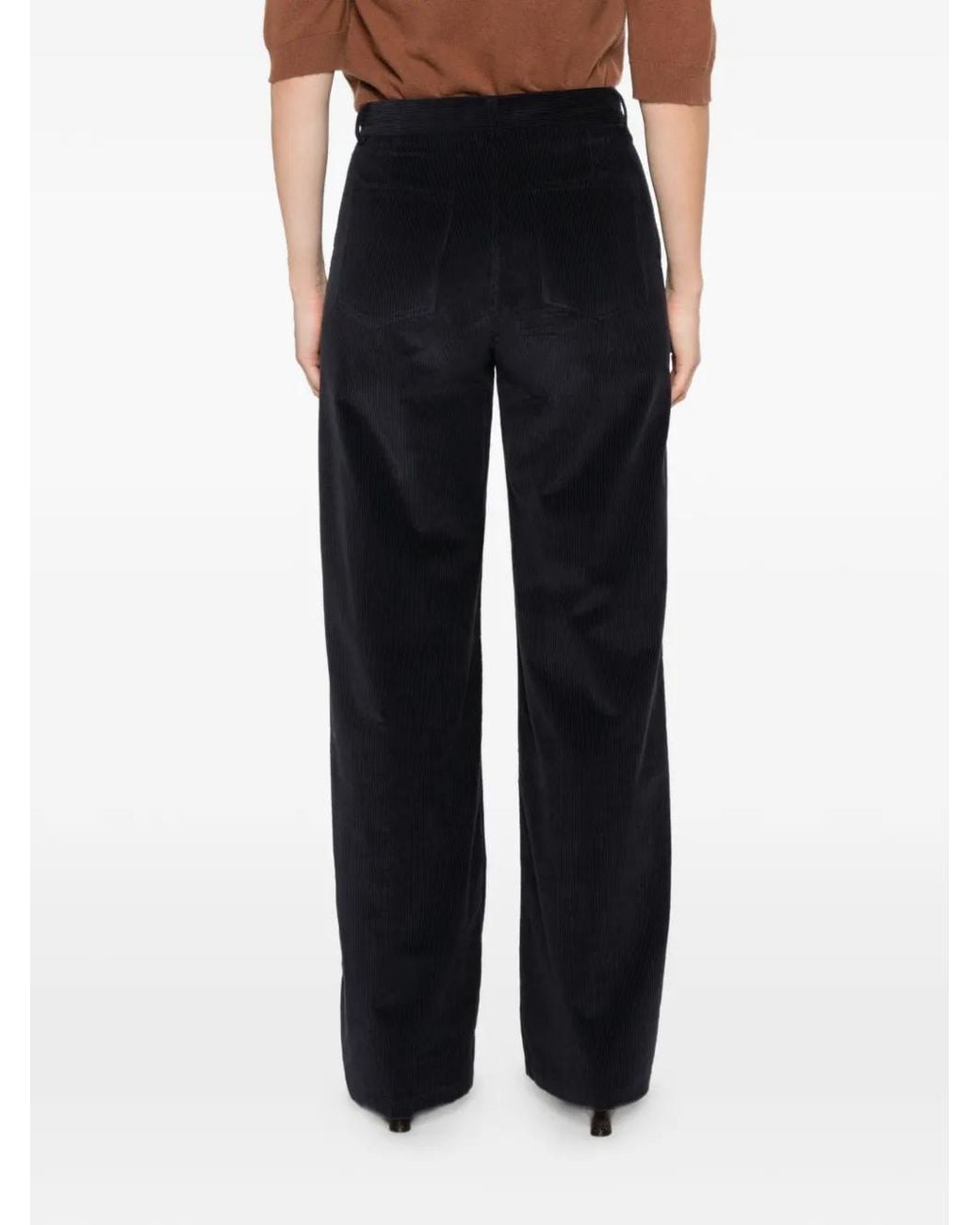 Semicouture Black Corduroy Wide-Leg Trousers