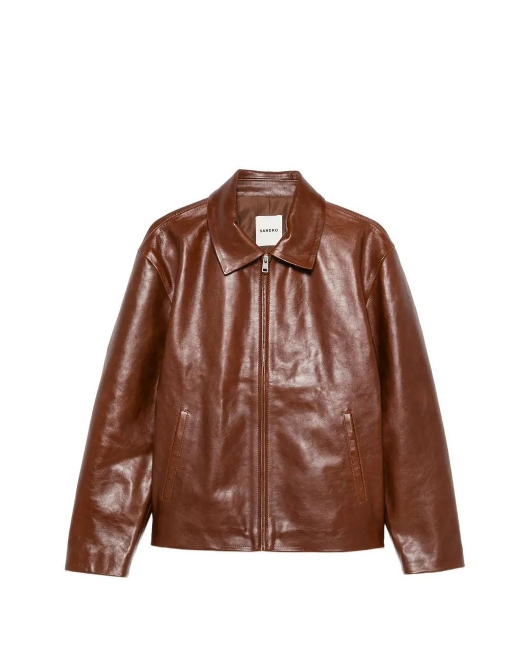 Sandro Brown Leather Jacket for men