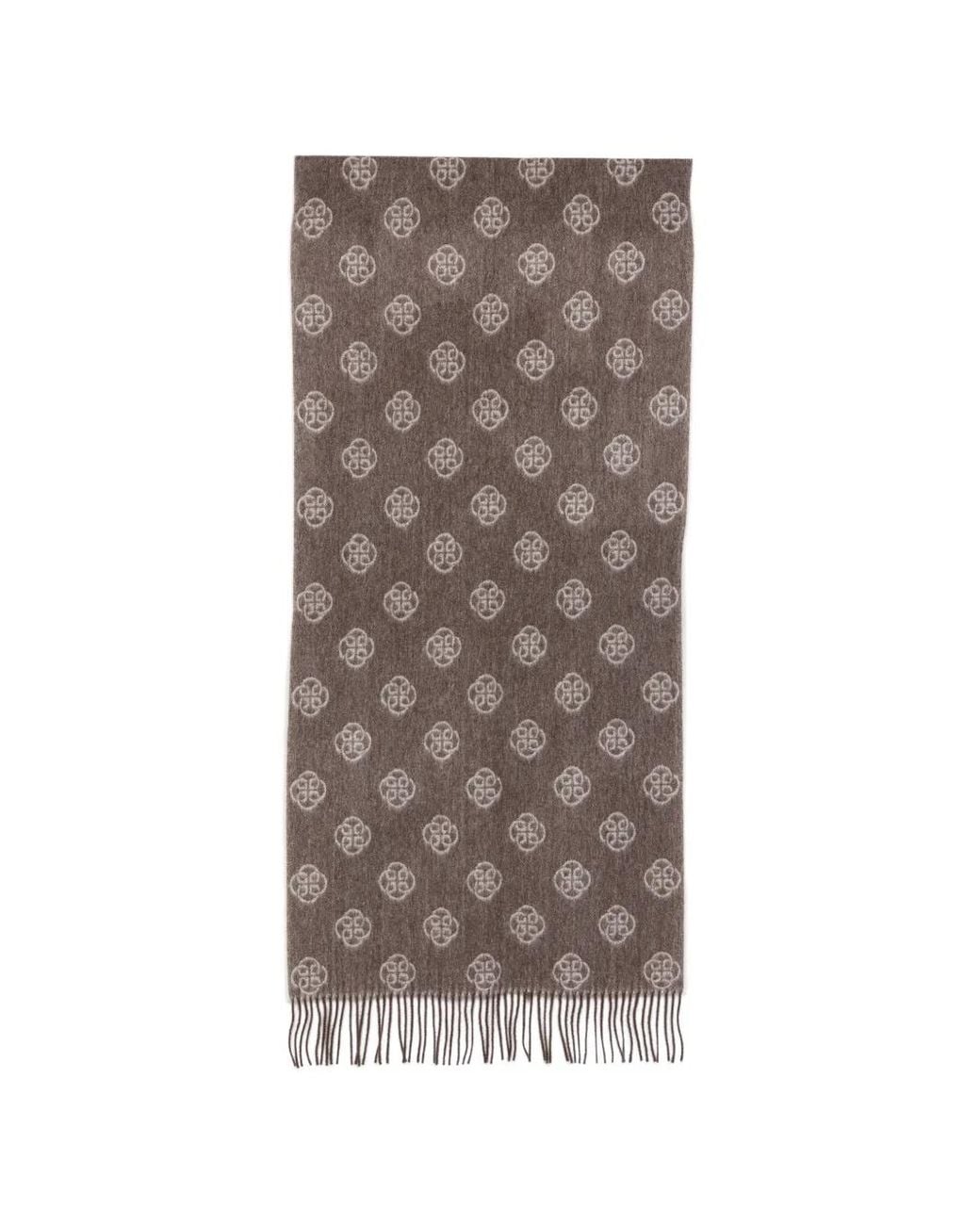 Gant Brown Monogram-Print Wool Scarf