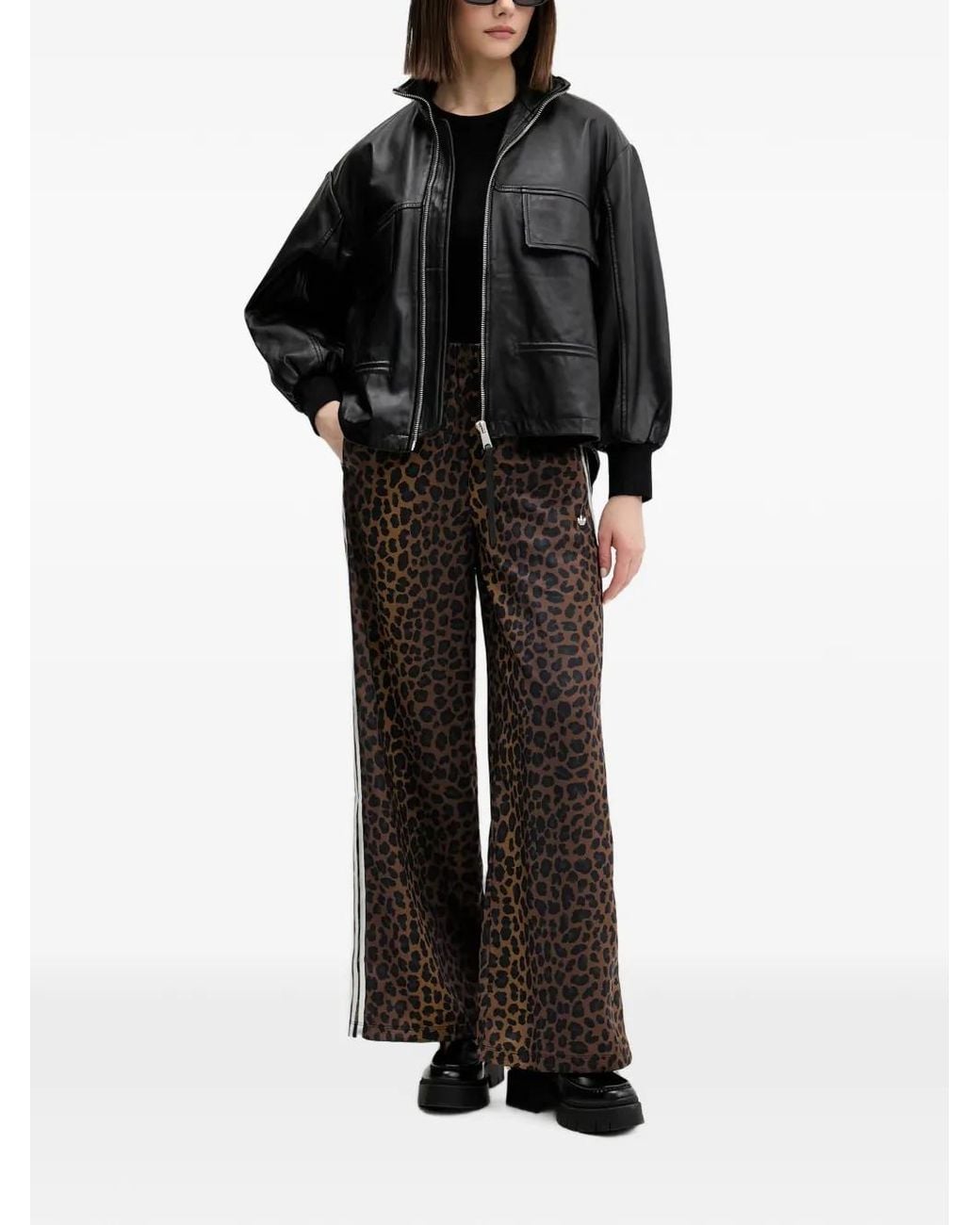 Adidas Black Leopard-Print Track Trousers