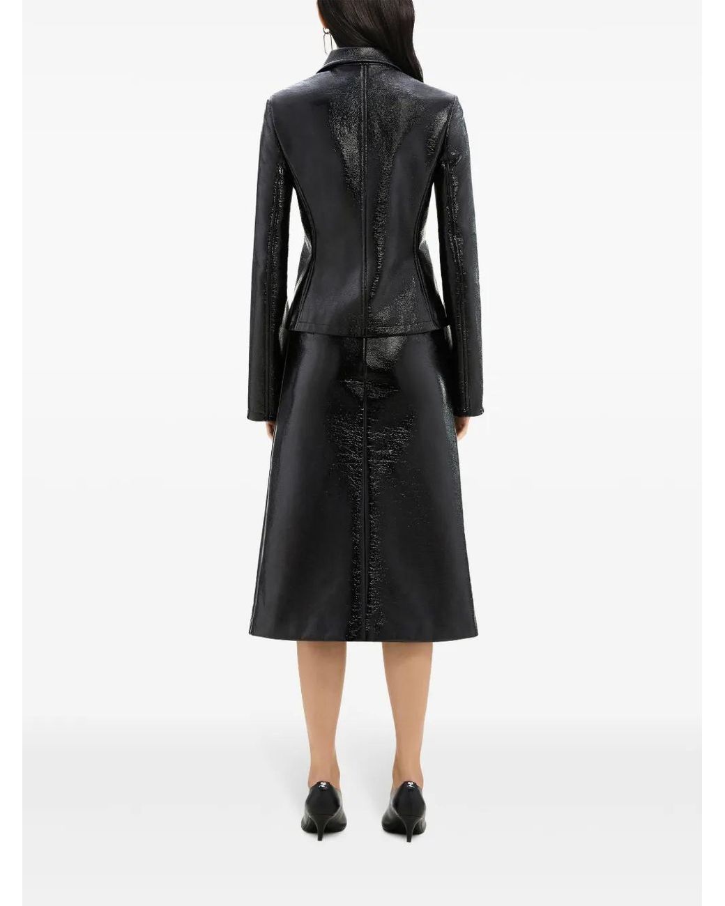 Courreges Black Iconic Patent Leather Biker Jacket