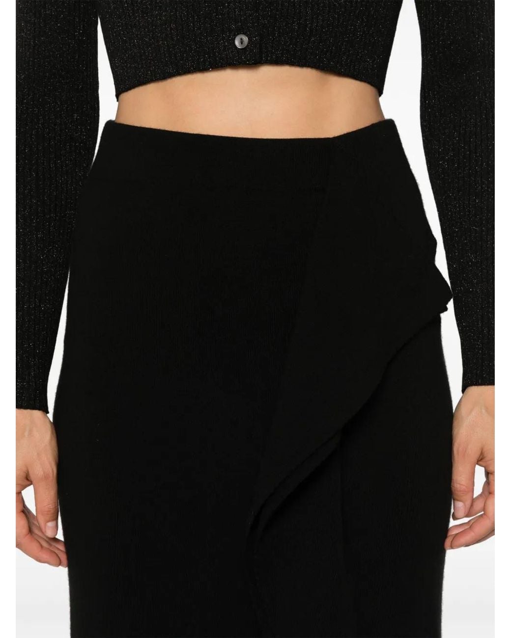 Falda Midi Drapeada P.A.R.O.S.H. de color Black