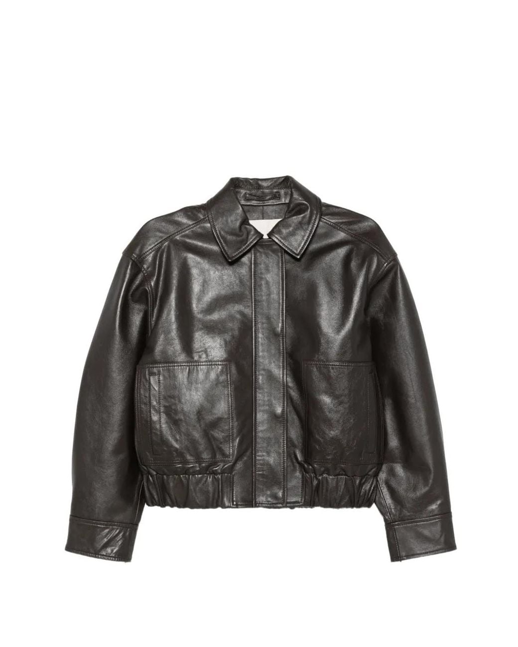 iBlues Black Elasticated Leather Jacket