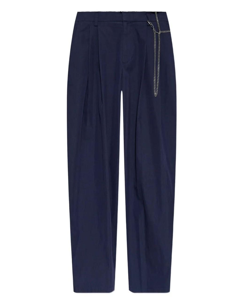 Alexander Wang Blue Pleated Chain-Detail Trousers