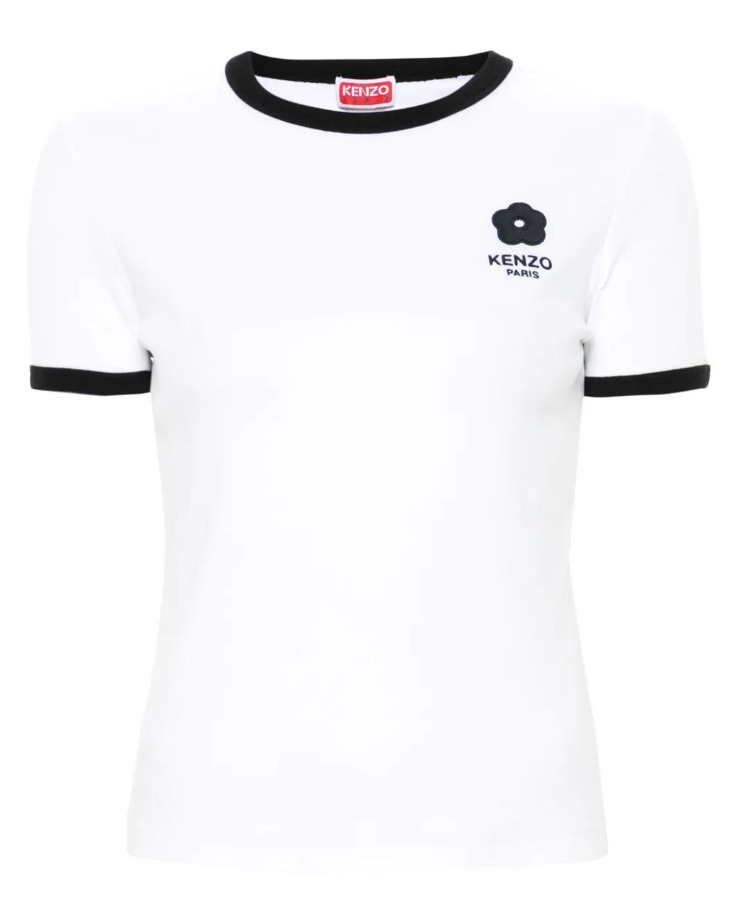 KENZO White Stretch Cotton T-Shirt With Logo Print