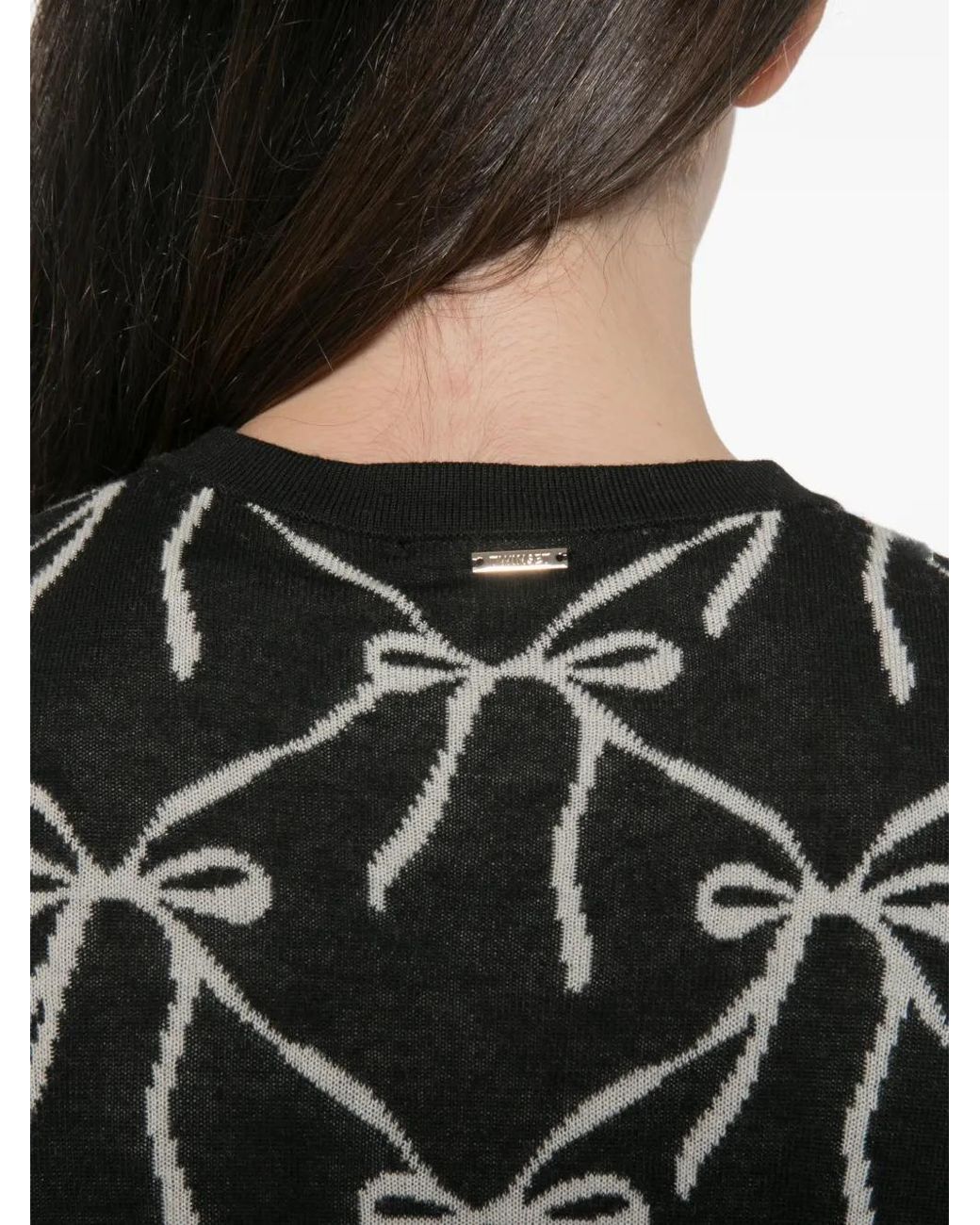 Twinset Black Bow-Pattern Cardigan
