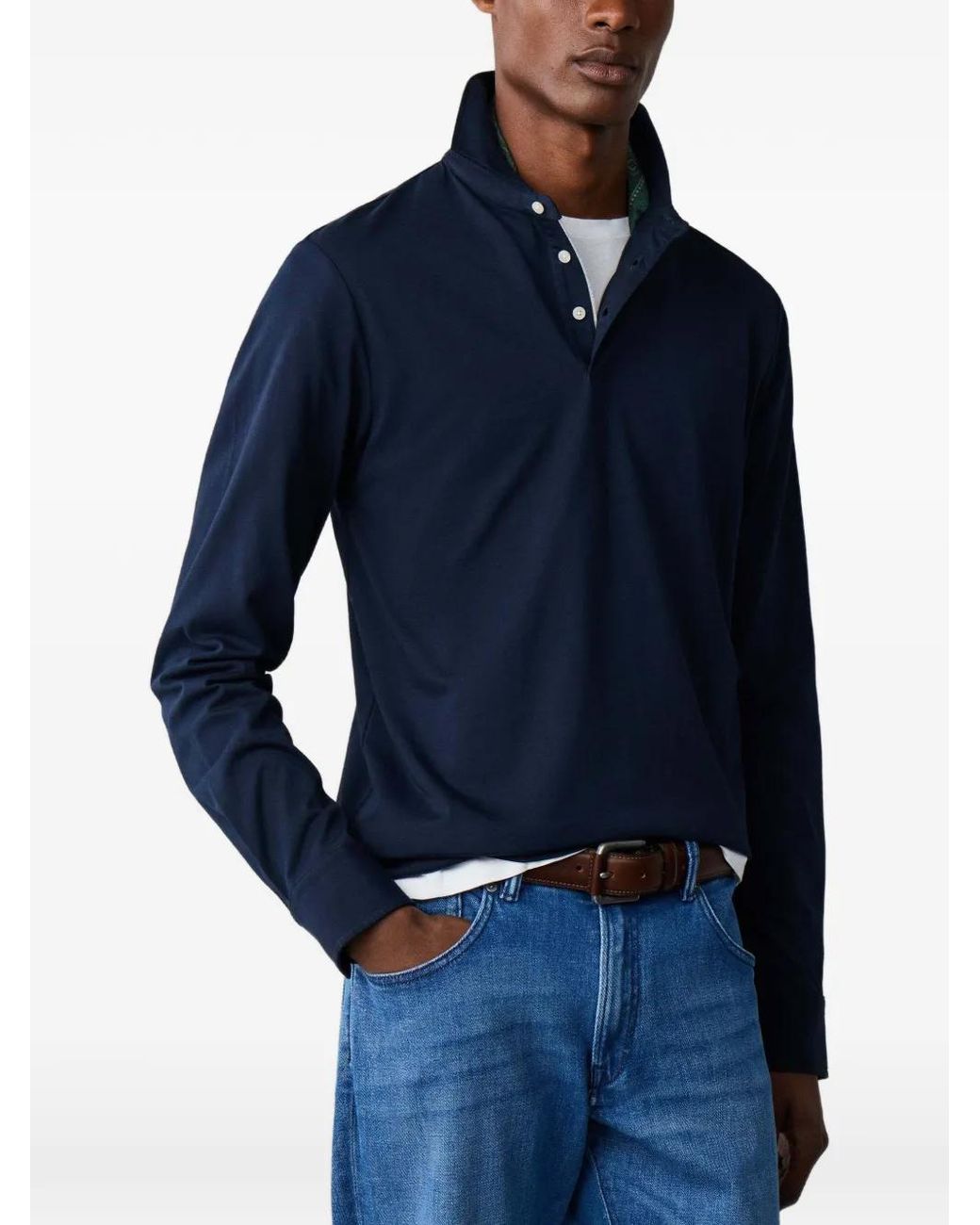 Hackett Blue Polo À Manches Longues for men