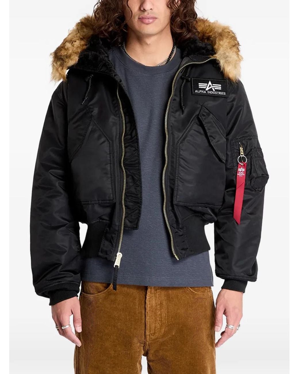 Alpha Industries Black Veste Bomber 45/P À Capuche for men