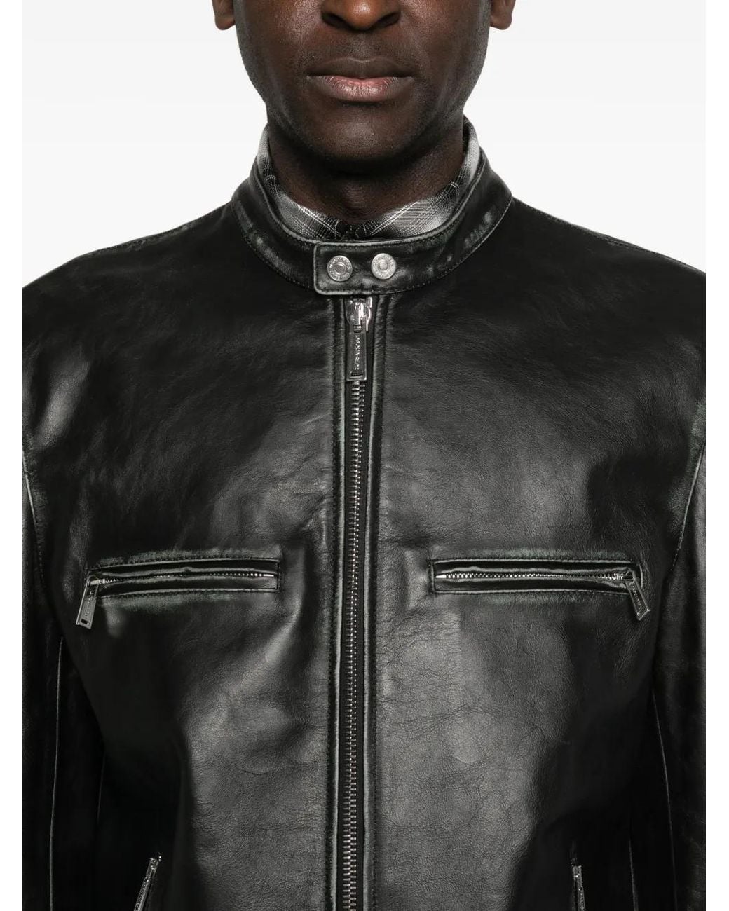 DSquared² Black Solid Mandarin Collar Jacket for men