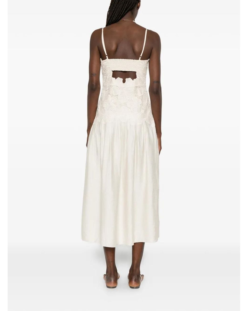 Sandro White Guipure Midi Dress