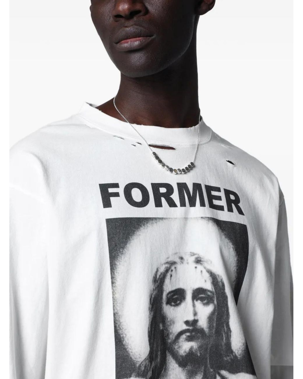 DAGGER Gray Print-Detail Round-Neck T-Shirt for men