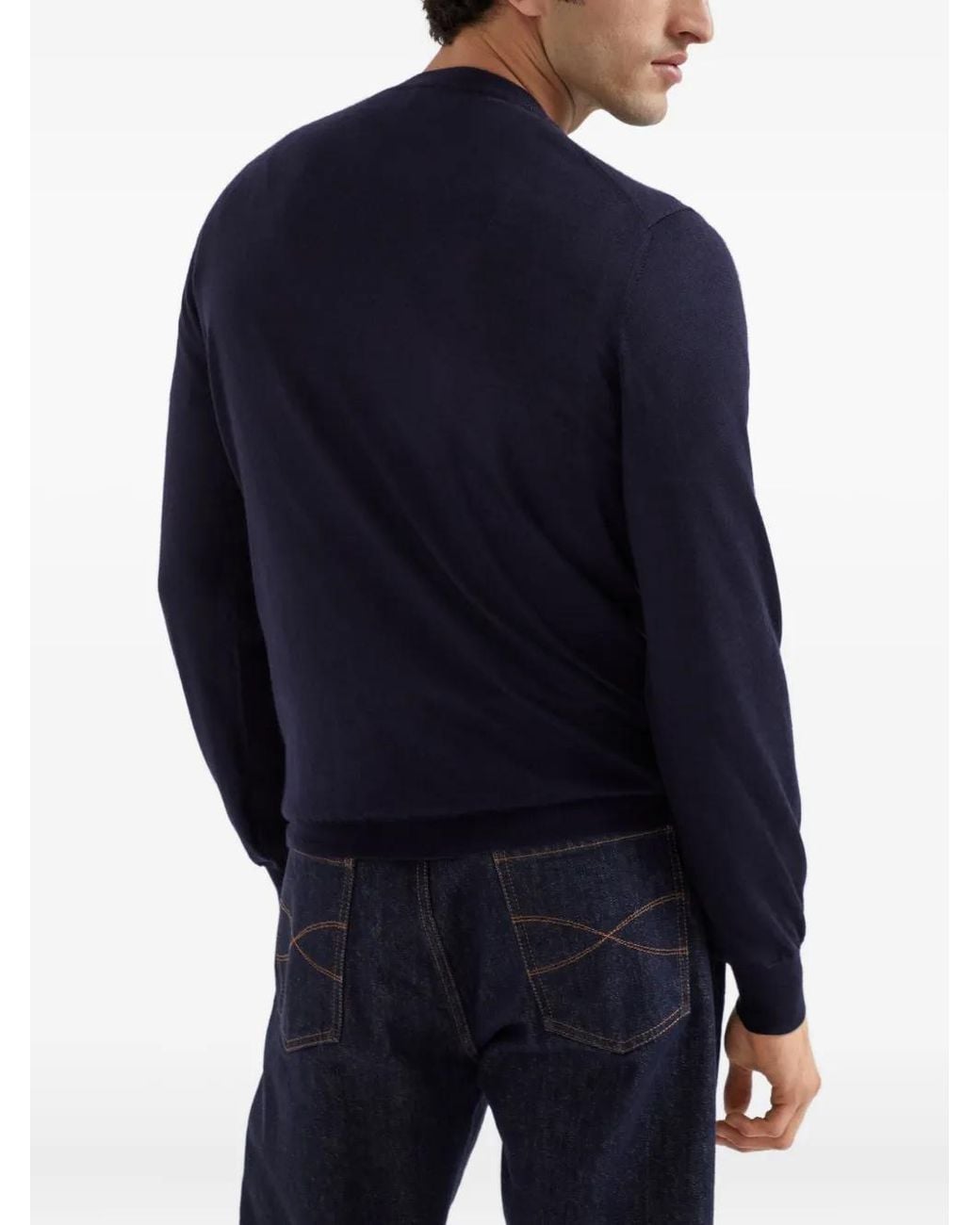 Brunello Cucinelli Pullover Mit Rundem Ausschnitt in Blue für Herren